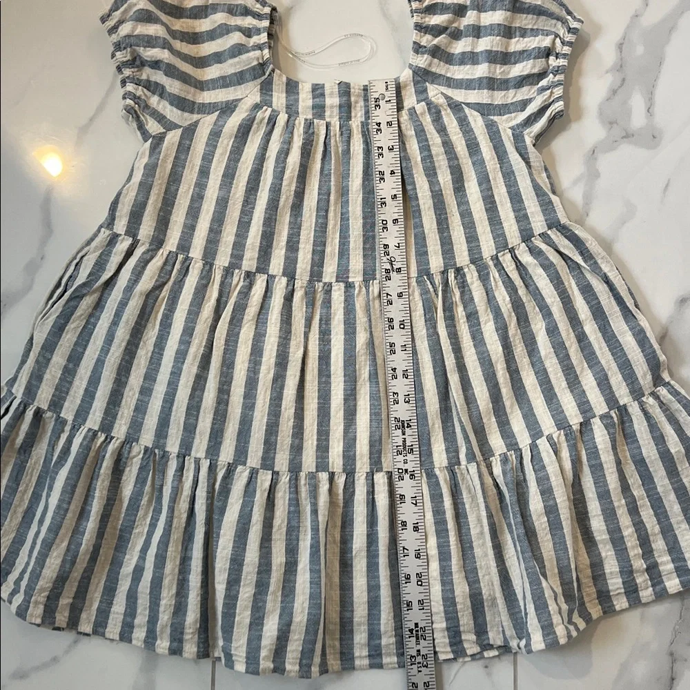 ❌ HAYDEN Striped Puff Sleeve Tiered Cotton Babydoll Dress Girls L